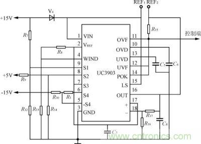 三路輸出模塊電源過(guò)、欠壓保護(hù)電路圖