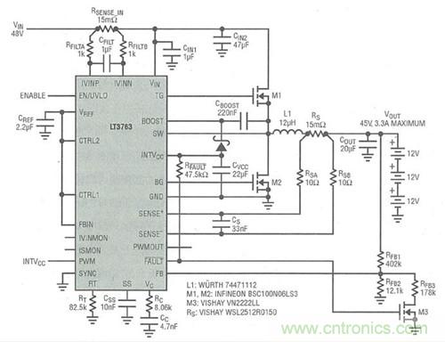 圖4：3. 3A電流、6節(jié)電池(36V)SLA電池充電器
