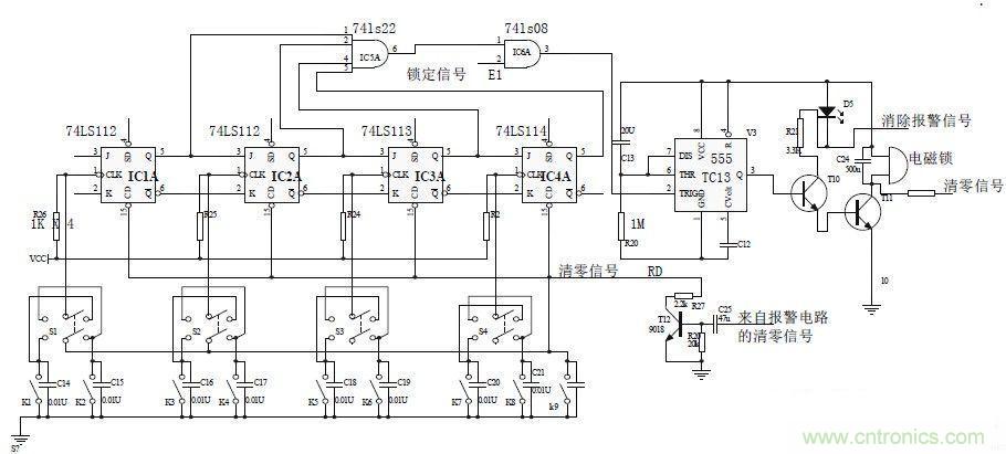 鍵盤輸入、密碼修改、密碼檢測、開鎖、執(zhí)行電路