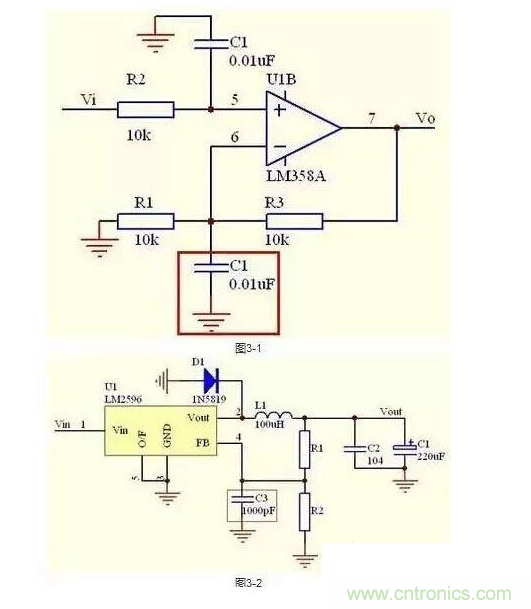 2、不要在運放輸出直接并接電容