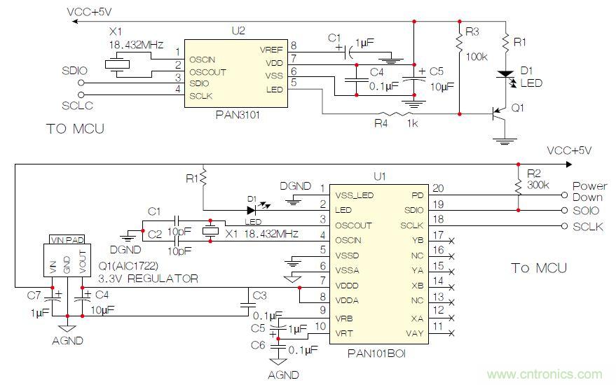 圖5：SPI接口的原理圖示例。