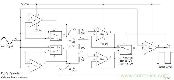 圖1：自適應(yīng)施密特觸發(fā)器。
