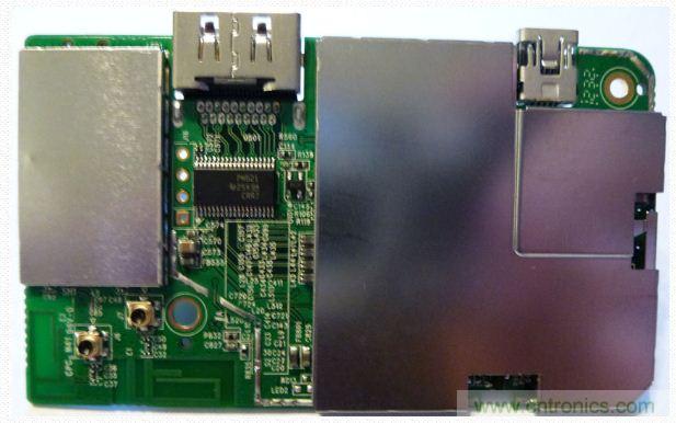 圖(f)：PTV3000流媒體適配器拆解過程。