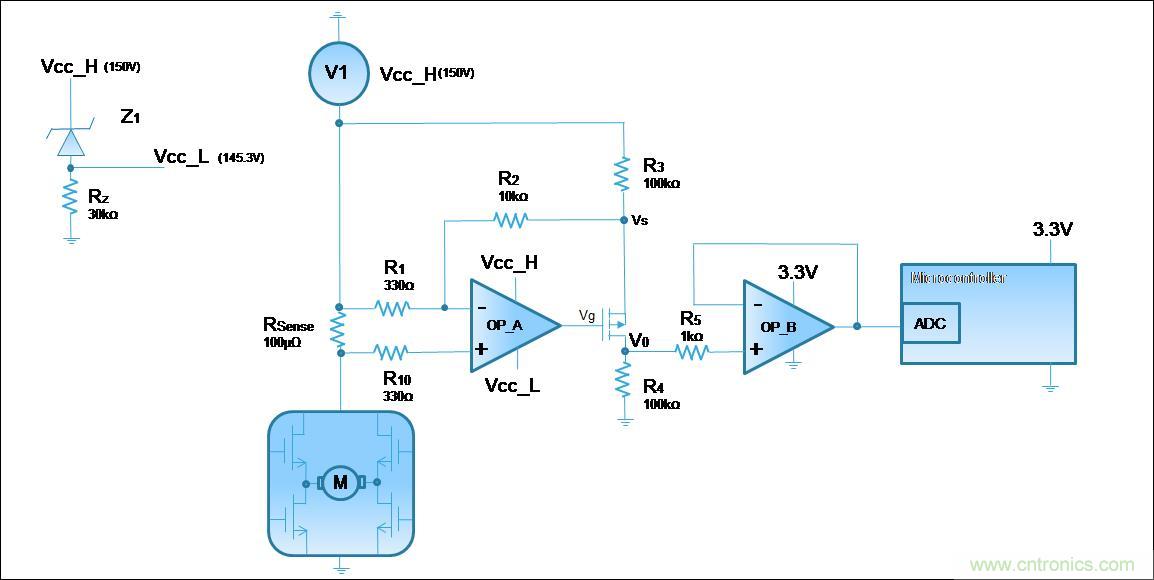 低壓運(yùn)放如何檢測(cè)高壓上橋臂電流？