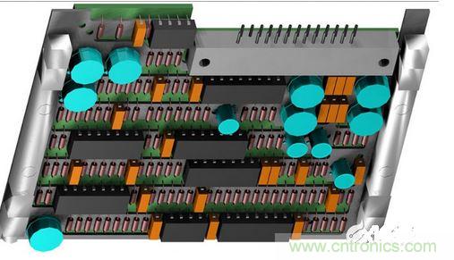 F-16戰(zhàn)斗機(jī)的雷達(dá)干擾裝置PCB，在所有的零組件下方有一個鋁制散熱器；千萬別讓機(jī)械工程師為了散熱器設(shè)計而自作主張布局PCB，以免犧牲電子能。