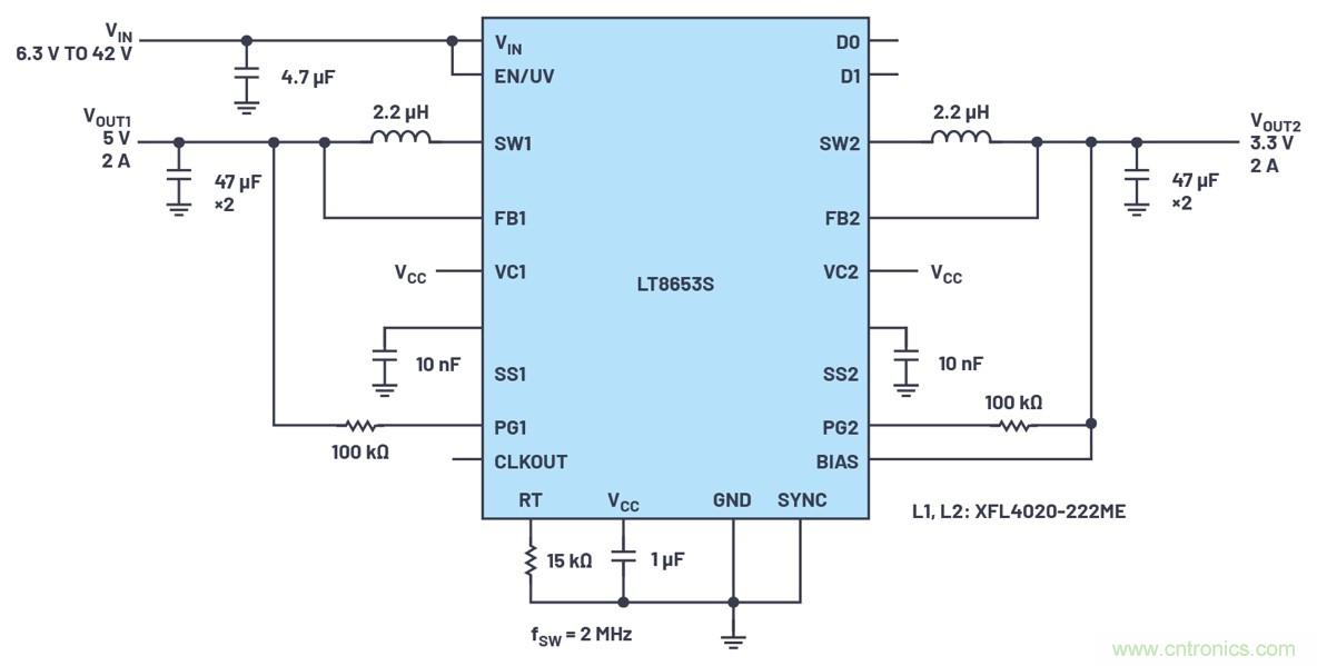 具有6.2 &micro;A靜態(tài)電流的雙通道、42 V、2 A、單片、同步降壓型Silent Switcher 2穩(wěn)壓器