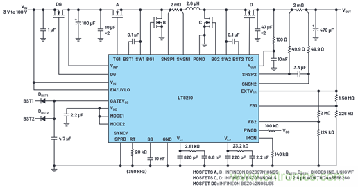 為汽車電子系統(tǒng)提供供電和保護，無開關噪聲，效率高達99.9%