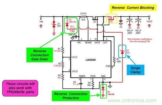 針對反向連接、浪涌鉗位以及反向電流保護(hù)進(jìn)行防御