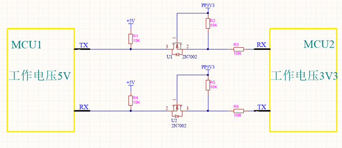 不同的電平信號的MCU如何進行串口通信？